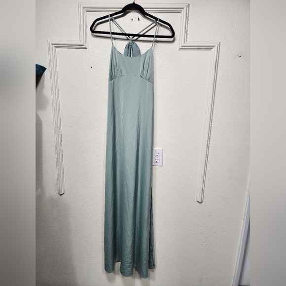 Lulus Wonderful Essence Sage Green Satin Backless Maxi Dress S Wedding Party - Picture 6 of 9